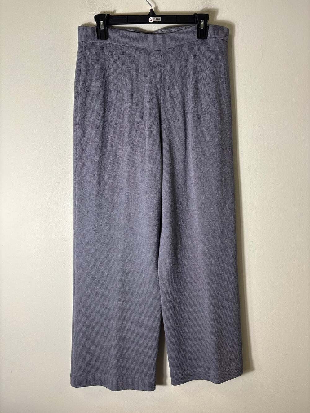 St. John Lavender Gray Knit Pull On Wide LegPants Sz 12